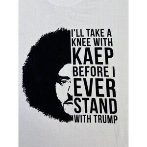 Gildan Men's XL Take A Knee With Kaep T-Shirt | White Black Print Tee